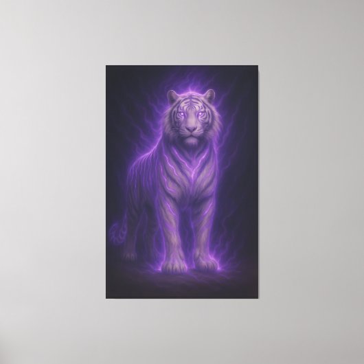 Hemelse Donder Paarse Witte Tijger – High-End Fa Canvas Afdruk (Voorkant)
