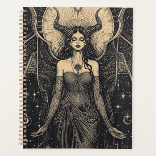 Hemelse Donkere Engel Kunstprint | Occulte Godin I Planner (Voorkant)