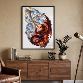 Hemelse Draak vs Infernale Draak Epische Strijd Poster