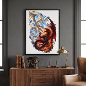 Hemelse Draak vs Infernale Draak Epische Strijd Poster