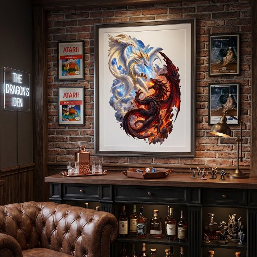 Hemelse Draak vs Infernale Draak Epische Strijd Poster
