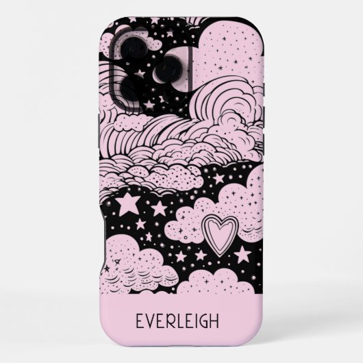 Hemelse Droom Doodles Roze Zwart iPhone Hoesje (Achterkant)