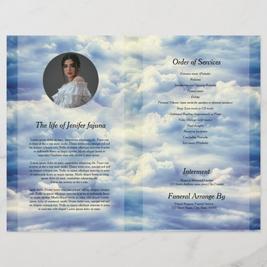 Hemelse Duif Funeral Programma Template (Achterkant)