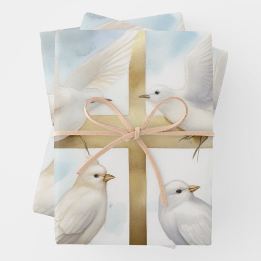 Hemelse Duiven en Kruisen Inpakpapier Vel (In situ)