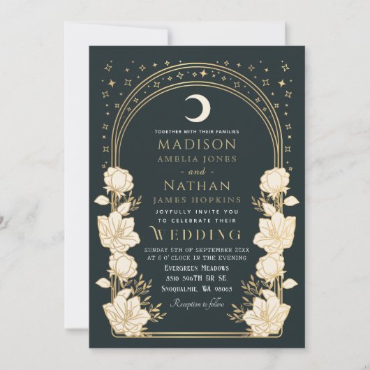 Hemelse Elegante Arch Art Nouveau bruiloft Kaart (Voorkant)