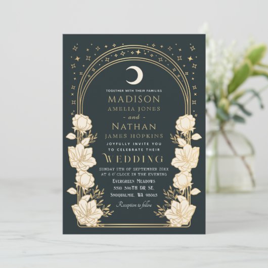 Hemelse Elegante Arch Art Nouveau bruiloft Kaart (Staand voorkant)