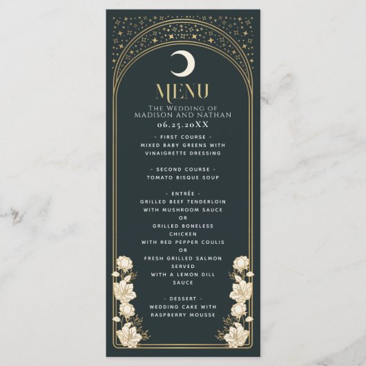 Hemelse Elegante Arch Art Nouveau bruiloft Menu (Voorkant)