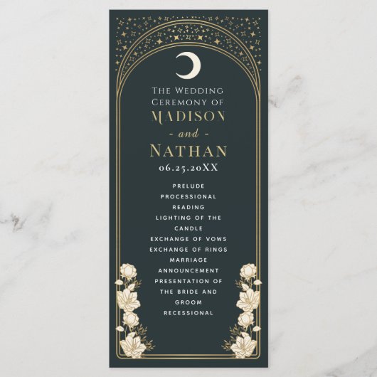 Hemelse Elegante Arch Art Nouveau bruiloft Programmakaart (Voorkant)