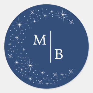 Hemelse Elegante Maanblauwe Trouw Envelopezegel Ronde Sticker
