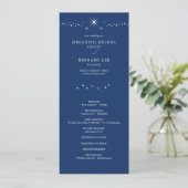 Hemelse Elegante Sterren Navy Blauwe Trouwfeest Fo Programmakaart (Staand voorkant)