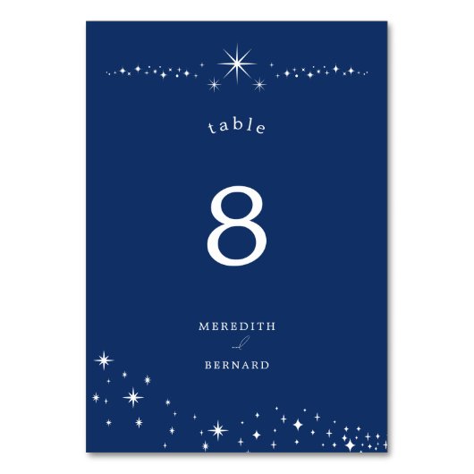Hemelse Elegante Trouwsterren Donkerblauw Kaart (Voorkant)
