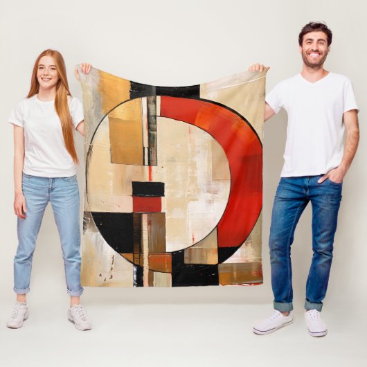Hemelse Elegantie: Abstracte Verkenning in Beige Fleece Deken (In situ)