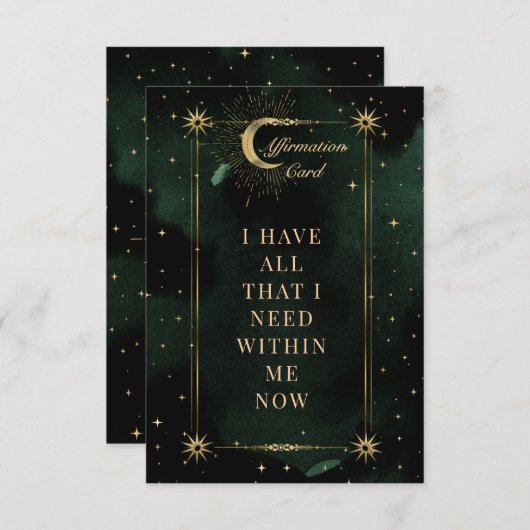 Hemelse Emerald Moon Affirmatie Kaart (Voorkant / Achterkant)