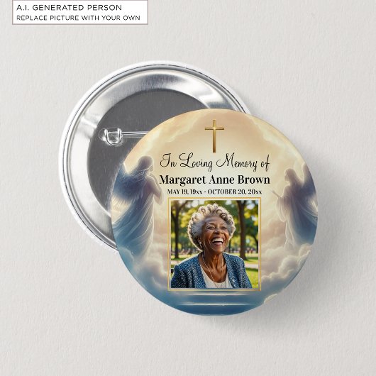 Hemelse en engelenviering van het leven foto ronde button 5,7 cm