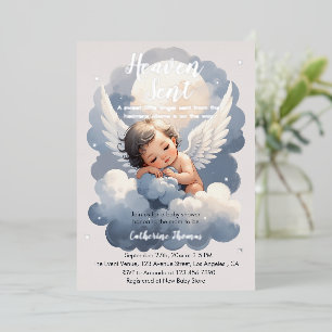 Hemelse Engel Baby In Wolken Baby Shower Folie Uitnodiging