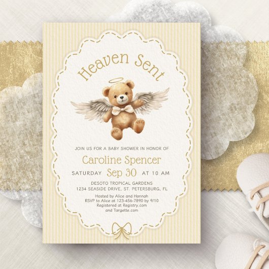 Hemelse Engel Beer Baby Shower Kaart