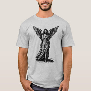 Hemelse engel houtsnede kunst t-shirt