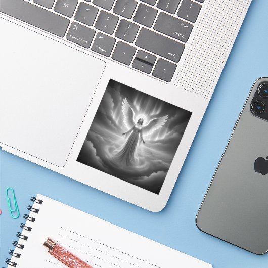 Hemelse Engel Sticker (Laptop met iPhone)