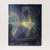 Hemelse engel zweeft boven mysterieuze tuin legpuzzel (Verticaal)