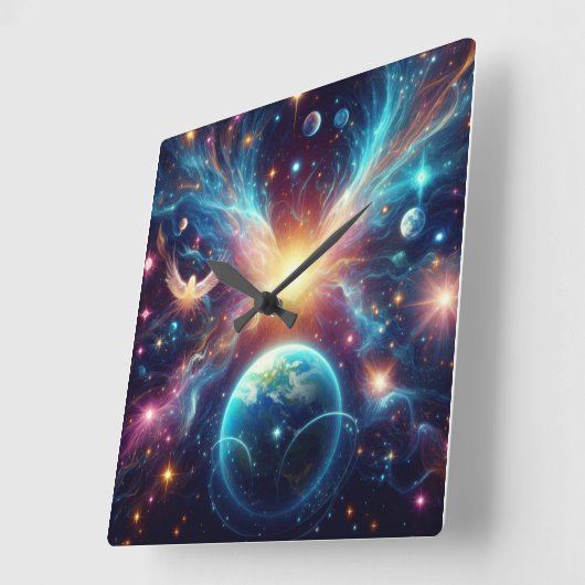 Hemelse Engelen op een vierkante wandklok (Hoek)