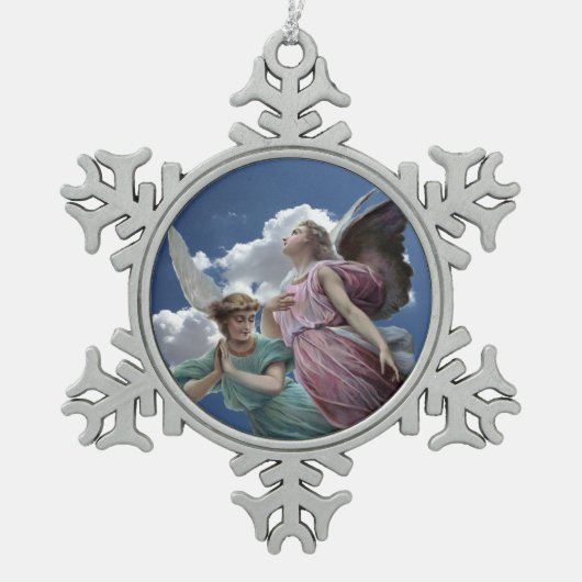 Hemelse engelen tin sneeuwvlok ornament (Voorkant)