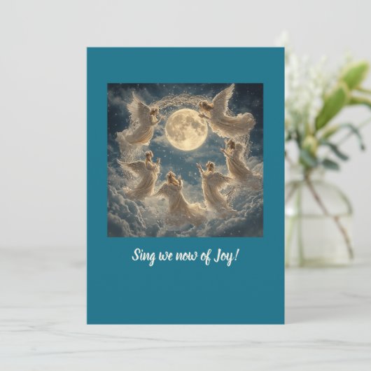 Hemelse engelenmuzikanten kerstkaart (Staand voorkant)