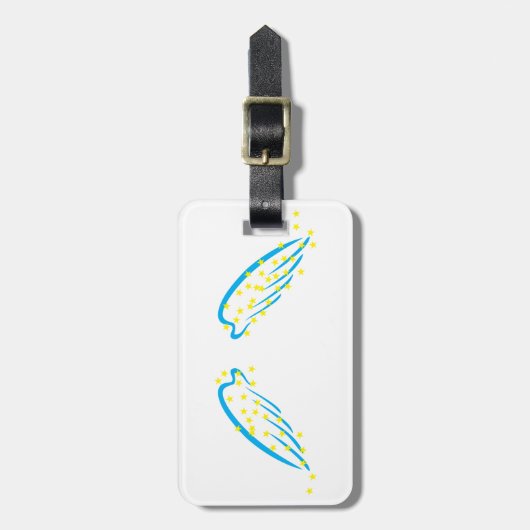 Hemelse engelenvleugels met sprankelende sterren bagagelabel (Voorkant verticaal)