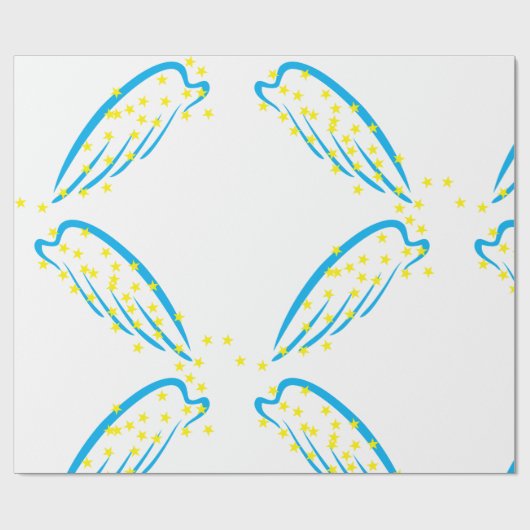 Hemelse engelenvleugels met sprankelende sterren cadeaupapier (Vlak)