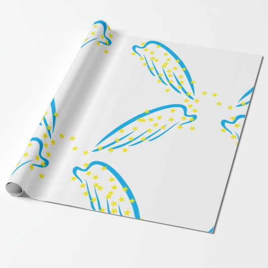 Hemelse engelenvleugels met sprankelende sterren cadeaupapier (Uitgerold)