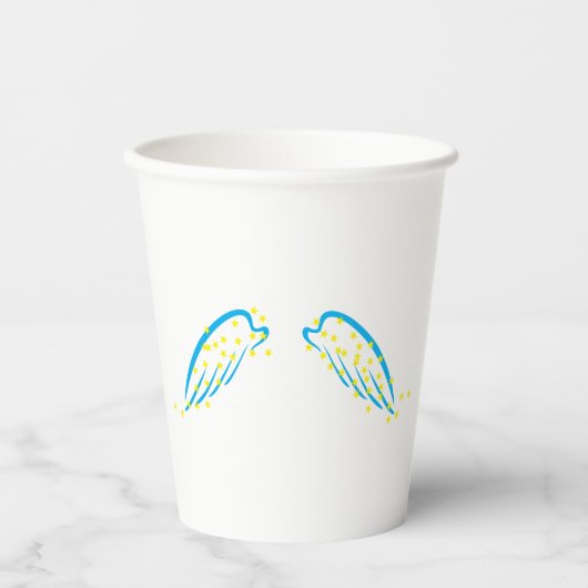 Hemelse engelenvleugels met sprankelende sterren papieren bekers (Voorkant)