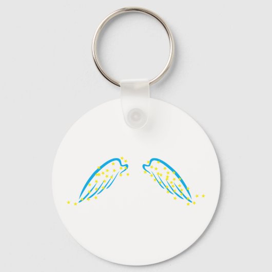 Hemelse engelenvleugels met sprankelende sterren sleutelhanger (Voorkant)