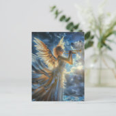 Hemelse Fanfare Angel speelt trompet Briefkaart (Staand voorkant)