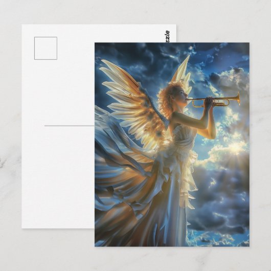 Hemelse Fanfare Angel speelt trompet Briefkaart (Voorkant / Achterkant)