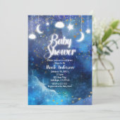 Hemelse Fantasy Gouden Sterren & Glow Baby Shower Kaart (Staand voorkant)