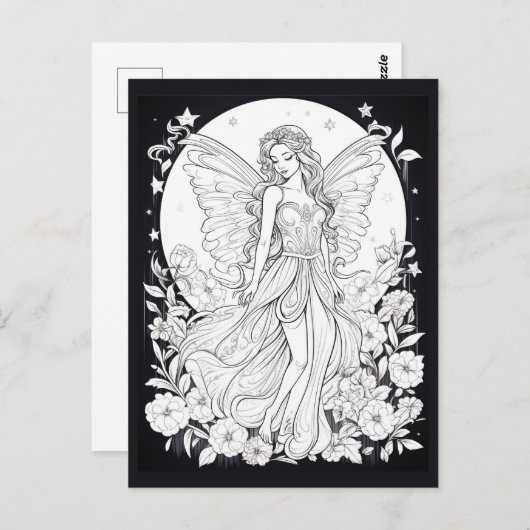 Hemelse fee Kleur je eigen ansichtkaart Briefkaart (Voorkant / Achterkant)