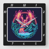 Hemelse feniks boven eindeloze horizonten vierkante klok (Voorkant)