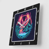 Hemelse feniks boven eindeloze horizonten vierkante klok (Hoek)