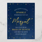 Hemelse Folie Sterren Maid of Honor Voorstel Kaart (Voorkant)