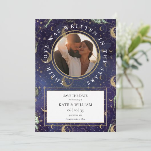 Hemelse Foto Van De Sterren Bruiloft Save The Date (Staand voorkant)