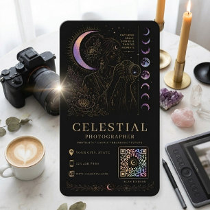 Hemelse Fotograaf Luxe Zwart Goud QR  Visitekaartje