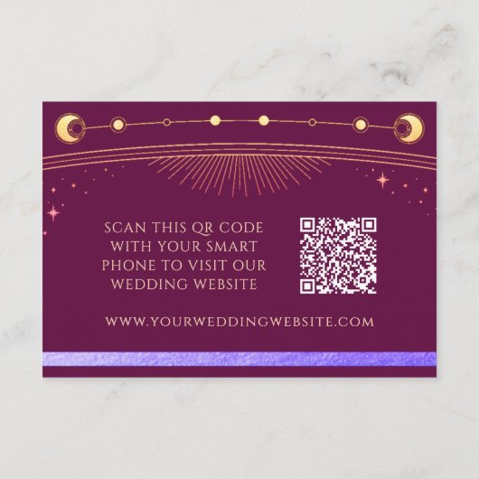 Hemelse Fuchsia bruiloft website RSVP QR-code Informatiekaartje (Achterkant)