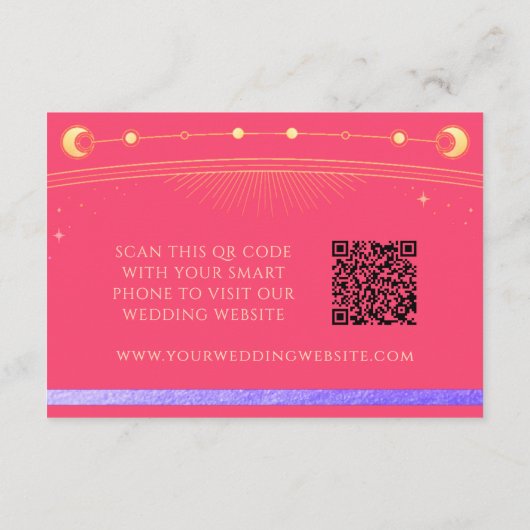 Hemelse Fuchsia bruiloft website RSVP QR-code Informatiekaartje (Achterkant)