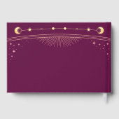 Hemelse Fuchsia Gouden Zon Maan Sterren Huwelijk Gastenboek (Achterkant)