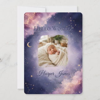 Hemelse Geboorteaankondiging | Watercolor Galaxy Kaart