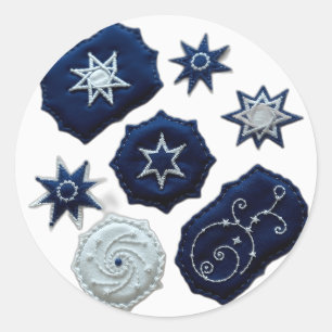 Hemelse geborduurde symbolen ronde sticker
