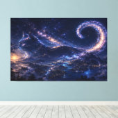 Hemelse Geestkat Onder de Galaxy Maan Canvas Afdruk (Insitu (Houten vloer))