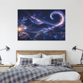 Hemelse Geestkat Onder de Galaxy Maan Canvas Afdruk