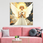Hemelse Genade | Mooi Engel en Roos  Canvas Afdruk (Insitu (Woonkamer))