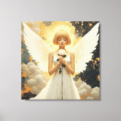 Hemelse Genade | Mooi Engel en Roos  Canvas Afdruk (Voorkant)