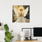 Hemelse Genade | Mooi engel en roos Poster (Thuiskantoor)